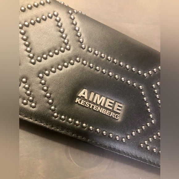 NWT Aimee Kestenberg large black studded 100% genuine leather wallet - Picture 4 of 6